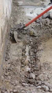 View of the footing subsequent to opening of the basement floor