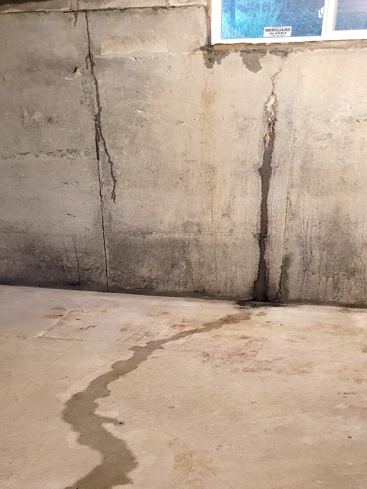 Multiple leak sources identified on the same foundation wall